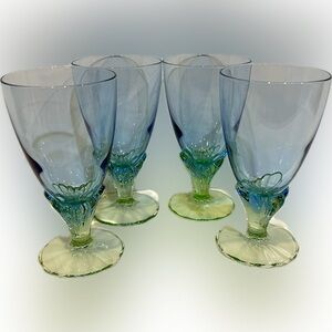 VTG BORMIOLI ROCCO BAHIA FOOTED GOBLET ITALY SET OF 4 5 5/8” JUICE WATER WINE DC